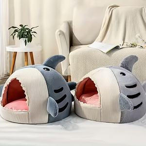 Cama <span class=keywords><strong>para</strong></span> Gatos con Forma <span class=keywords><strong>de</strong></span> Tiburón, Cueva Cálida <span class=keywords><strong>de</strong></span> Felpa <span class=keywords><strong>para</strong></span> Mascotas, Nido Iglú Lavable <span class=keywords><strong>para</strong></span> Perros con Cojín Extraíble <span class=keywords><strong>para</strong></span> Gatitos y Cachorros - Product Image 4