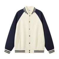 Blouson de baseball unisexe en coton, léger et doux, pour printemps et automne, style universitaire décontracté, avec boutons-pression et blocs de couleur, vente en gros