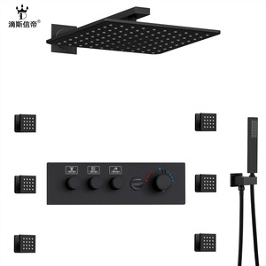 Ensemble de douche thermostatique de luxe en acier inoxydable 304 pour usage domestique, avec douchette à main et tuyau de douche pressurisé, ensembles de salle de bain - Product Image 1