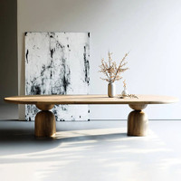 Table à manger ovale en bois massif de style nordique, mobilier minimaliste pour la maison, 8 places, démontable, table de travail design, table de négociation
