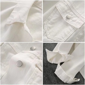 Haut à manches longues en denim <span class=keywords><strong>blanc</strong></span> ample rétro pour femmes, nouvelle collection printemps-automne 2024 Yuhong - Product Image 5