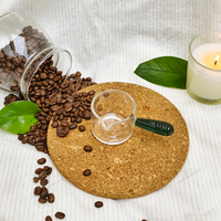 Mini tasse à café en verre borosilicate de haute qualité avec poignée en bois écologique, 60 ml, bec verseur, barista moderne, en gros