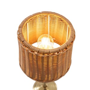 Gold Rattan Rechargeable <b>Table</b> <b>Lamp</b> Cordless Rechargeable <b>Table</b> <b>Lamp</b> Rechargeable Restaurant <b>Table</b> <b>Lamp</b> with Woven Shade - Product Image 6