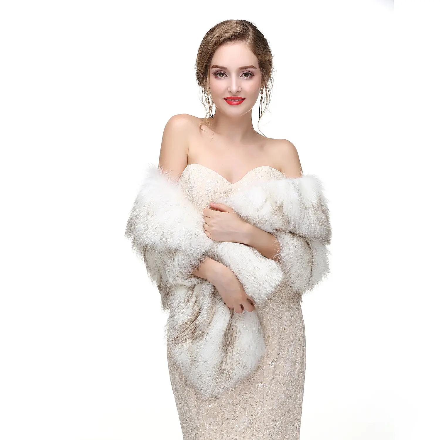 Vrouwen Jane Faux Fur Wraps En Sjaals Mouwloze Wedding Stole Shrug Sjaal Jas Voor Vrouwen Capelet Nertsen