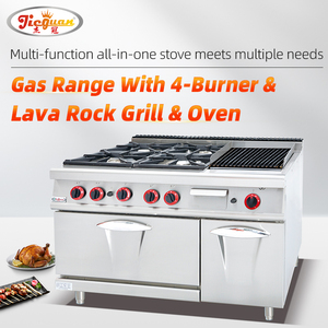 Durevole gamma a Gas a 4 fuochi commerciale con Grill e forno-costruito per un uso pesante quotidiano in steakhouse e punti per barbecue - Product Image 5