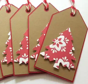 Nouveau Design de papier d'art de luxe, étiquettes volantes de cadeau de noël pour la décoration de Festival de vacances