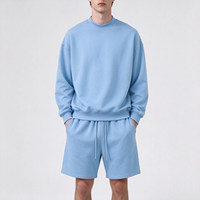 Setelan Sweatshirt Pria 2 Potong, Bahan Tebal 400-450GSM, Ukuran Besar, Model Longgar, Label Pribadi Khusus untuk Pria
