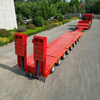 Semi-remorque surbaissée à suspension pneumatique 8 axes, à double essieu hydraulique, avec échelle extensible et élargissement des côtés