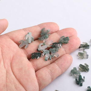 Natürliche Edelsteine Moos-Agat individuell geschnittene Größe Form Großhandel hochwertige Sonderform doppelseitiger flachschneidbarer Edelstein Moos-Agat - Product Image 5