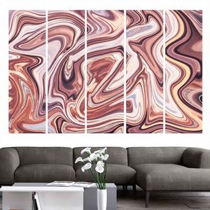 Impression sur panneau Art Déco en marbre rose, art mural abstrait moderne, ensemble de 5 toiles - Product Image 1