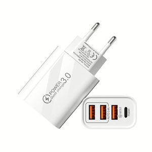 Premium Quality 3-Port <b>Type</b> <b>C</b> Travel <b>Adapter</b> Fast Charging PD 3.0 Charger Android Smartphones EU US Socket Standards 25A Output - Product Image 5