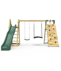 बच्चों के लिए लकड़ी स्विंग स्लाइड सेट Toddlers के लोकप्रिय लकड़ी आउटडोर खेल का मैदान उपकरण मनोरंजन पार्क के लिए