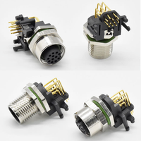Connecteur circulaire multipolaire M12 étanche IP67/IP68 pour montage sur panneau, mâle/femelle, plaqué or, industriel