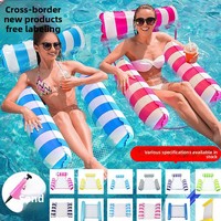 Grenzüberschreitende aufblasbare Schwimminsel für Pools, faltbare, gestreifte PVC-Schwimmliege, Wasser-Hängematte für Freizeitaktivitäten