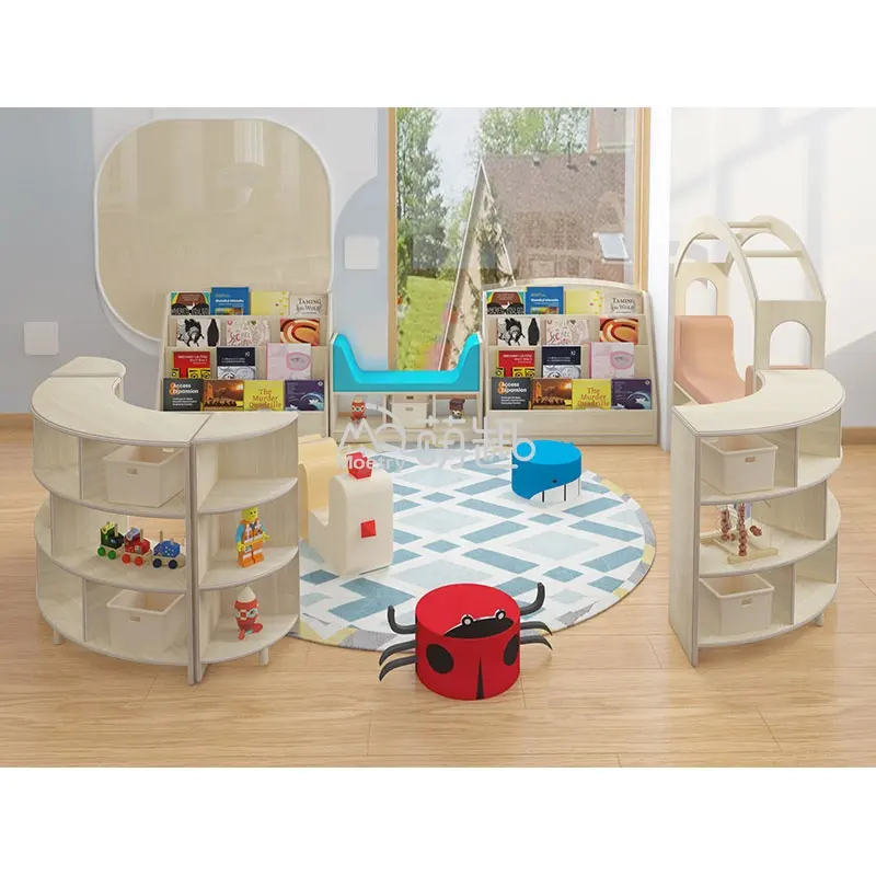 Moetry Kwaliteit Kinderopvang Voorschoolse Kid 'S Cozy Lezen Meubels Set Bibliotheek Boekenkasten
