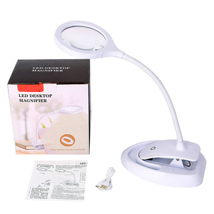 2 in 1 morsetto sulla scrivania 5X 10X lente di ingrandimento in vetro ottico con luce a LED per la lettura di lavori di riparazione - Product Image 1