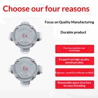 Boîtier de jonction antidéflagrant avec presse-étoupe DN20 traversant G3/4 en alliage d'aluminium, protection IP65/IP66, application IIC/IIB/IIA