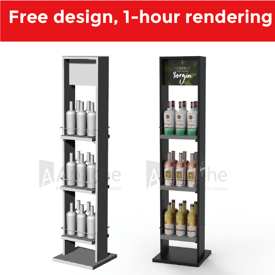 Apache Customized Metal Display Stand Wine Display Rack Shelf for Supermarket — view 4