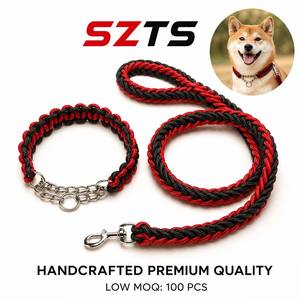 Nouvel Arrivage 2026 Kit de Collier de Dressage pour Animaux de Compagnie avec Laisse, Collier Martingale Anti-étranglement en P-Chain Tressé, Poignée Souple Anti-étranglement pour Grands Animaux - Product Image 1