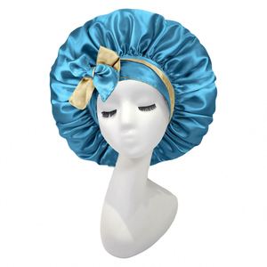 Bonnet en satin doublé avec bande à nouer, double couche, pour femmes et hommes, soin des cheveux bouclés naturels, protection nocturne - Product Image 1