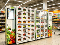 Slimme koelkast-achtige koelautomaten met LCD-scherm, 4G LTE-afstandsbewaking voor verse fruit en groenten, 24/7 onbemand