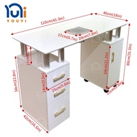 Table de manucure individuelle moderne en bois personnalisable avec collecteur de poussière intégré et roulettes, pour salon de manucure, vente en gros