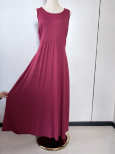 Abito Lungo Estivo da <span class=keywords><strong>Donna</strong></span>, Tinta Unita, Collo Rotondo, Senza Maniche, con Laccio Posteriore e Tasche Laterali, Elegante e Casual, Personalizzabile ODM/OEM - Product Image 3