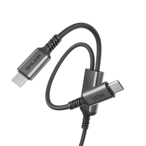 Câble USB C vers USB C 2-en-1 140W PD 3.1 à charge rapide avec puce E-Marker, tressé en nylon, double Type-C, avec logo personnalisé - Product Image 1