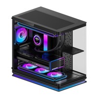 Boîtier d'ordinateur de jeu double compartiment AOJIE OEM ATX Mid Tower EATX Sea View avec bande lumineuse LCD, par les meilleurs fabricants