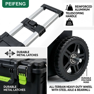 PEIFENG 3 in 1 Combination Trolley Tool Box With Pull Handle Stackable Rolling Storage Case Set PFO704611 3 in 1 Combination Tro - Product Image 4