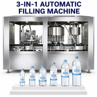 Machine de rinçage, de bouchage et de remplissage d'eau pure minérale en bouteille PET entièrement automatique monobloc 3 en 1 330 ml 500 ml 1000 ml