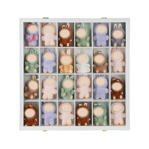 Vitrina de Madera Blanca con 24 Compartimentos, Vitrina de Pared con Cerradura para <span class=keywords><strong>Muñecas</strong></span> Coleccionables - Product Image 1