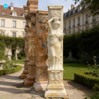 Décoration de jardin, colonnes romaines carrées en marbre blanc faites à la main, sur mesure, pour cimetière et temple