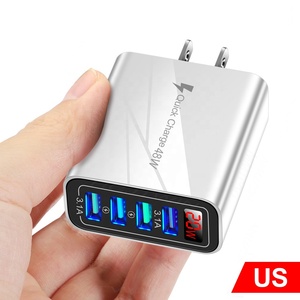 Pantalla digital Cargador de viaje de 20W Enchufe europeo/estadounidense/británico Carga rápida 3.1A Cargador de teléfono móvil USB de 4 puertos para teléfono inteligente Tablet Home - Product Image 2