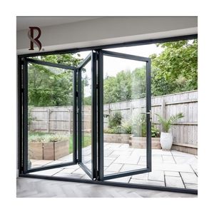Rising AAMA Estilo nórdico Aislamiento térmico Vidrio templado Puertas plegables Patio Acordeón Puertas de patio plegables para villas - Product Image 1