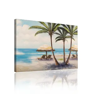 Tropical seaside coconut trees print canvas paintings to decorate rooms for wall art