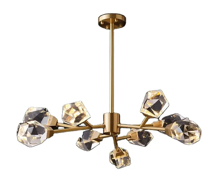 Zhongshan Simig lighting new modern light luxury copper glass tree branch chandelier k9 crystals cristal lamp