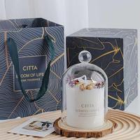 Luxuriöse Handgefertigte 100% Natürliche Sojawachs-Kunstkerze im Glasgefäß mit Individuellem Duft und Konservierten Trockenblumen Geschenkset für Muttertag und Weihnachten