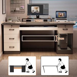 Muebles DE OFICINA DE MADERA Escritorio de computadora con cajones Escritorio moderno simple Puede ser mesa de computadora de tamaño personalizable - Product Image 6