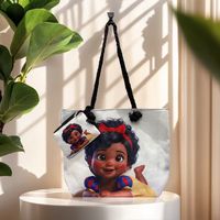 Sac en toile à poignée en corde épaisse noire Beau sac à main imprimé femme africaine