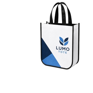 Bolsa de tela no tejida con logotipo personalizado, reutilizable, con fuelle, plegable, promocional, para regalo, al por mayor - Product Image 1