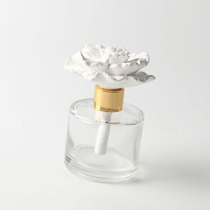 Grosir bunga keramik wangi buatan tangan 50ML botol kaca porselen rumah plester Aroma wangi Diffuser minyak esensial buluh - Product Image 3