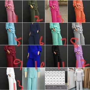 2024 New Arrival Women's Leisure Suit Solid Print Cotton <strong>Linen</strong> <strong>Two</strong> <strong>Piece</strong> Set with Long Sleeve Top and Pants - Product Image 3