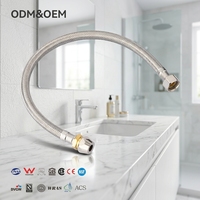 Tuyau de toilette flexible en acier inoxydable tressé 40 cm argenté moderne pour robinet de salle de bain et chauffe-eau