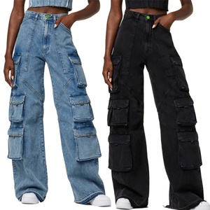 Jeans Cargo de Mujer de Cintura Alta y Pierna Ancha, Estilo Boyfriend Holgado, Lavado Vintage, Moda Y2K, Alta Calidad, Venta al por Mayor - Product Image 1
