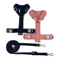 Harnais réglable pour animaux de compagnie en velours côtelé rembourré, laisse et collier personnalisés, harnais anti-traction à libération rapide pour chien – Fabricant