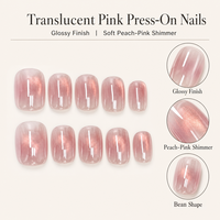 K900 Kaixin – Faux ongles roses translucides en gros, sur mesure, en forme de haricot, finition brillante, fournitures pour ongles roses