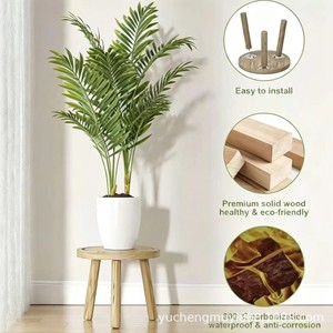 Juego de taburetes de madera para almacenamiento, mesa redonda para sala de estar, dormitorio, exhibición de plantas de interior, diseño minimalista y moderno - Product Image 2