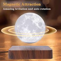 Lámpara de Mesa Inteligente con Diseño de Luna Magnética Levitante, Impresión 3D, Regalo de Cumpleaños, Decoración de Dormitorio, Lámpara de Luna Flotante 360°, Luz Nocturna