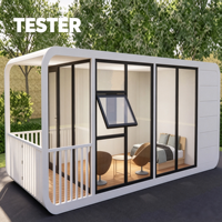 Maison préfabriquée moderne en forme de cabane Apple, maison capsule de luxe avec façade entièrement vitrée